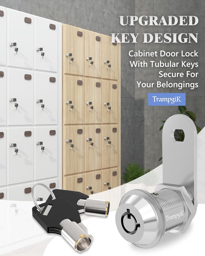 TrampgiK RV Storage Locks, 7/8” Camper Compartment Storage Door Lock with Keys, for RV Camper Travel Trailer,Drawer Cabinet Toolcart Storage, 7/8 Inch 10 Locks with 20 Keyed Alike, Chrome - Image 3